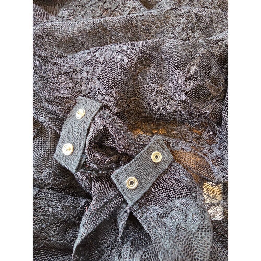 Gaze Black Sheer Lace Bodysuit L Goth Y2K Mesh Long Sleeve Top NWT Edgy Rave - Picture 5 of 9